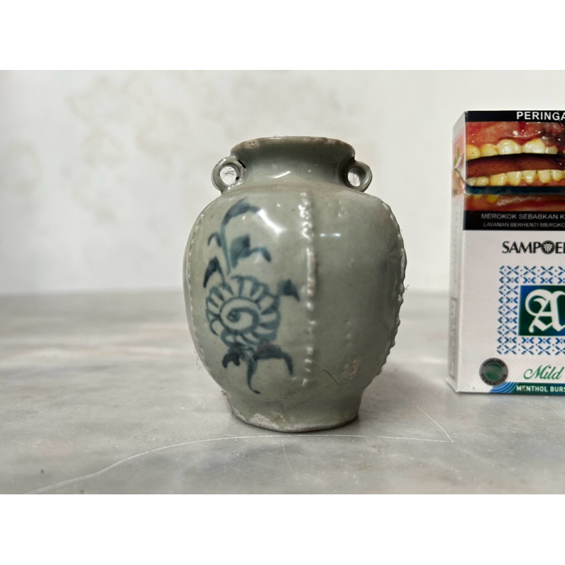 Keramik China Kuno Dinasty Guci Buli Buli Tasbih Antik Biru putih