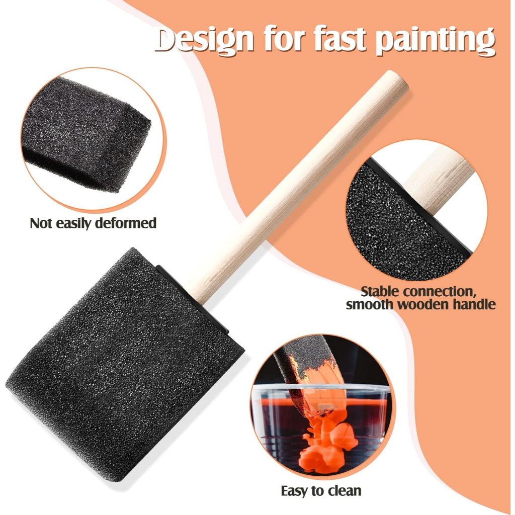 

UNIK - Kuas Cat Spon Busa / Spons - Sponge Foam Brush Decoupage Kuas Spons Kotak set 2 Foam brush/ kuas busa Brushes Set, Sponge Brushes, Foam Paint Brush for Painting with KAYU Handle Stains, Varnishes, DIY Crafts Cat AIr Minyak Kertas KECIL BESAR
