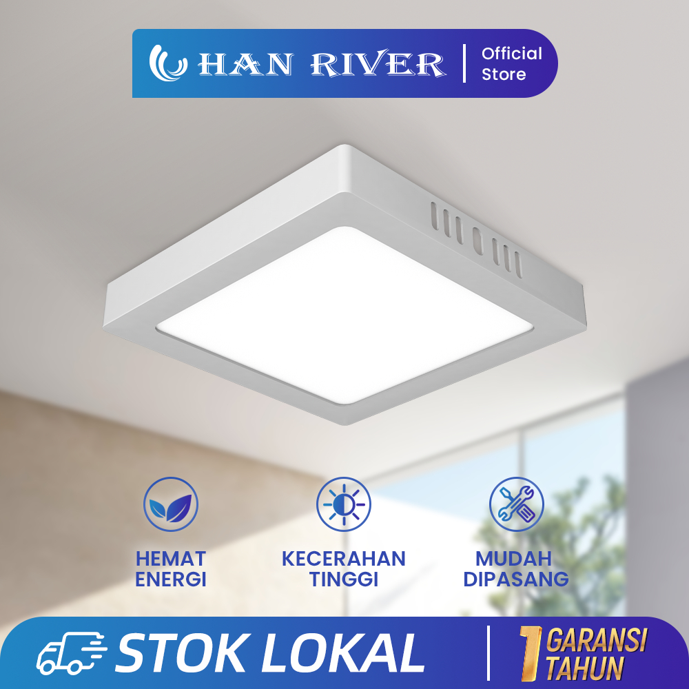 HAN RIVER lampu downlight LED Panel Bentuk Kotak 24W 12W 8W 6W Outbow lampu Ceiling LED