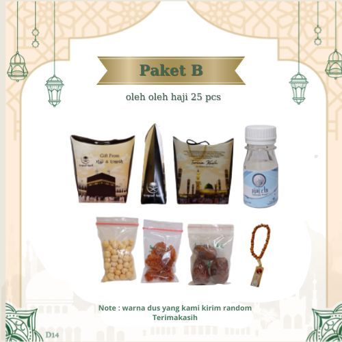 

PAKET B 25 PCS DUS TALI OLEH OLEH HAJI DAN UMROH. BOTOL+AIR ZAM ZAM, KURMA, KISMIS, KACANG, TASBIH