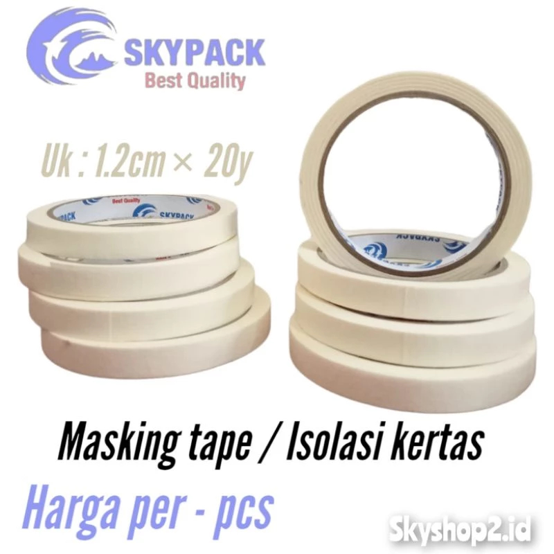 

Masking Tape Lakban Kertas 12mm 20 Y Isolasi solasi Kertas