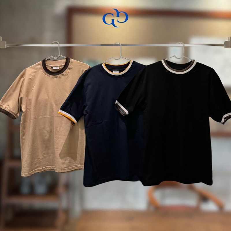 GENTRY Kaos Ringer Pria Basic Cotton Combed 24s Regular Fit Kaos Polos Ringer Tee Lengan Pendek Casu