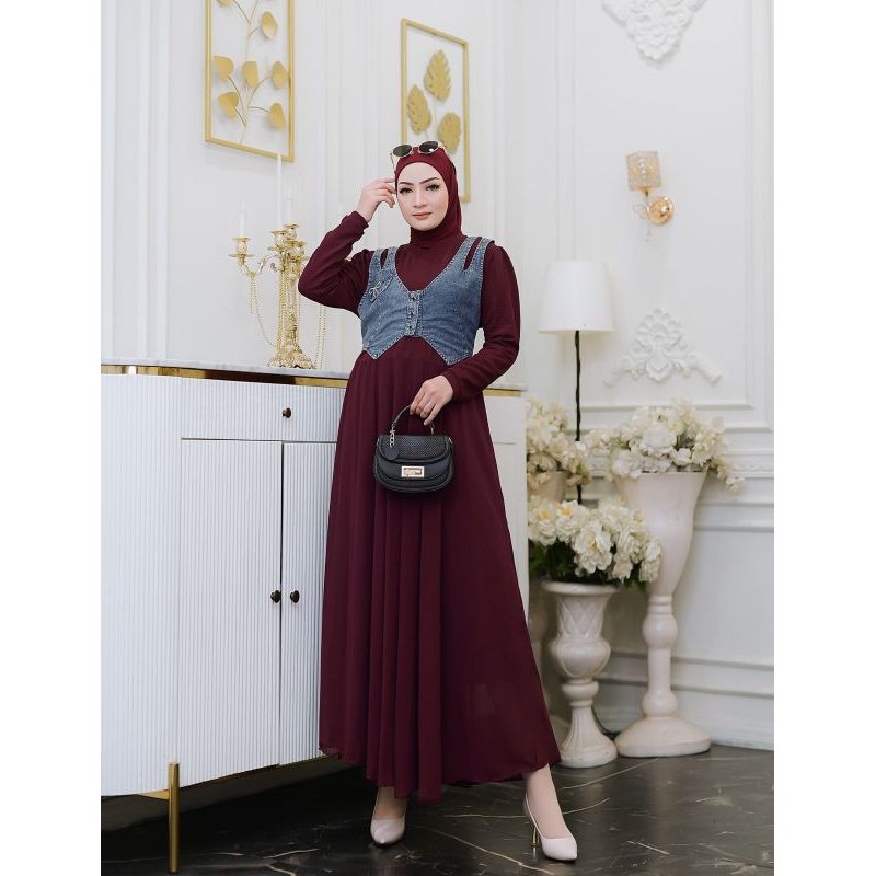 DRESS KOMBINASI VEST LEVIS
