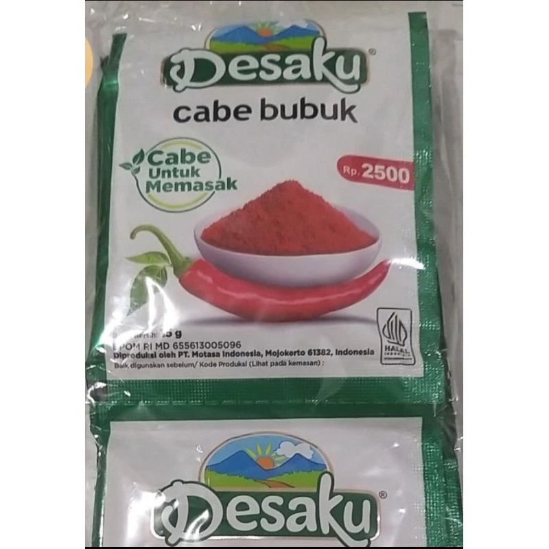 

Cabe Bubuk Desaku 1 renceng 10 sachet