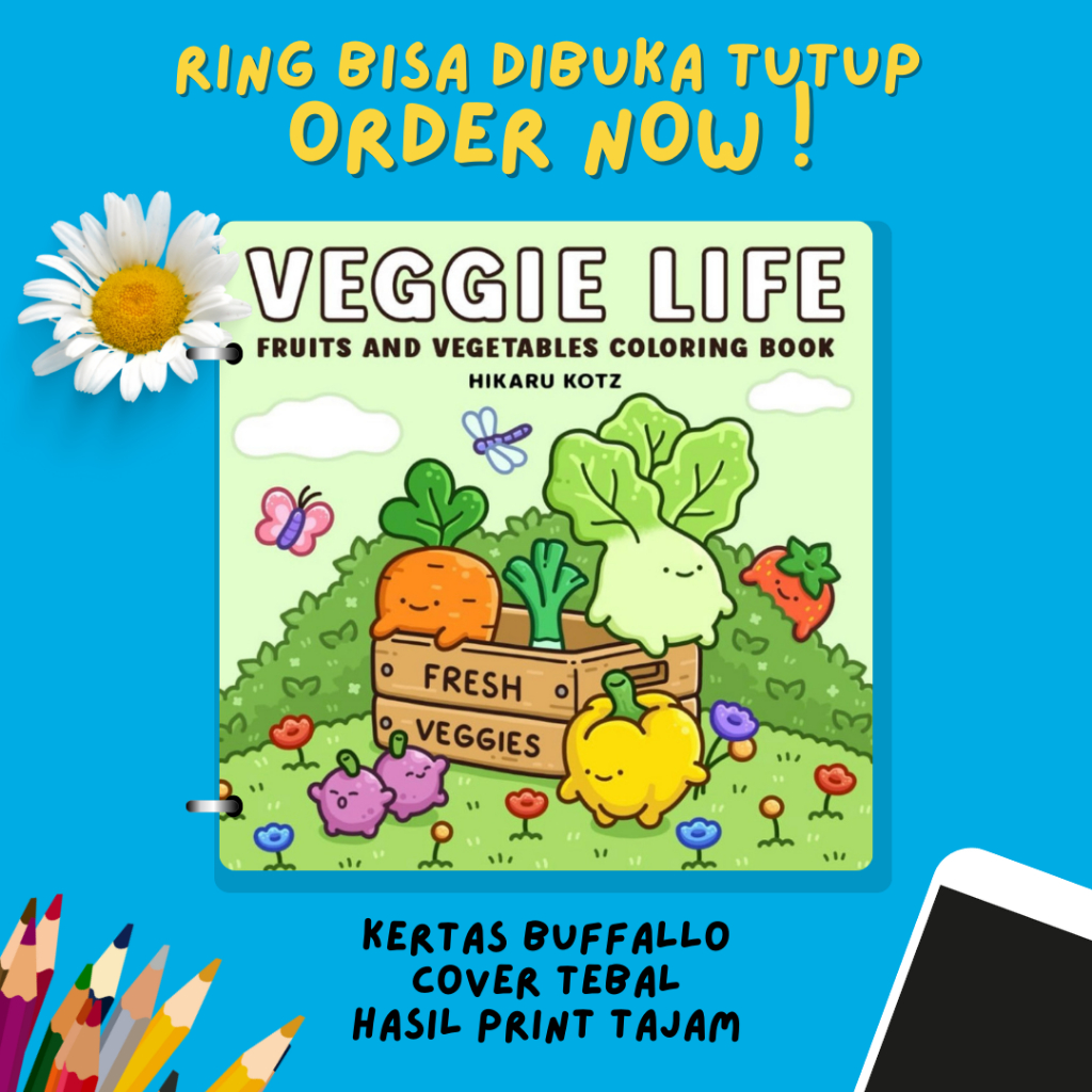 

UNOFFICIAL!! Buku Mewarnai - Veggie Life Coloring Book untuk anak dan dewasa 45 halaman