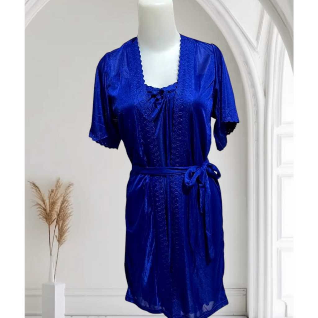 Baju Tidur Wanita Daster Lingerie Kimono Tricot 2in1