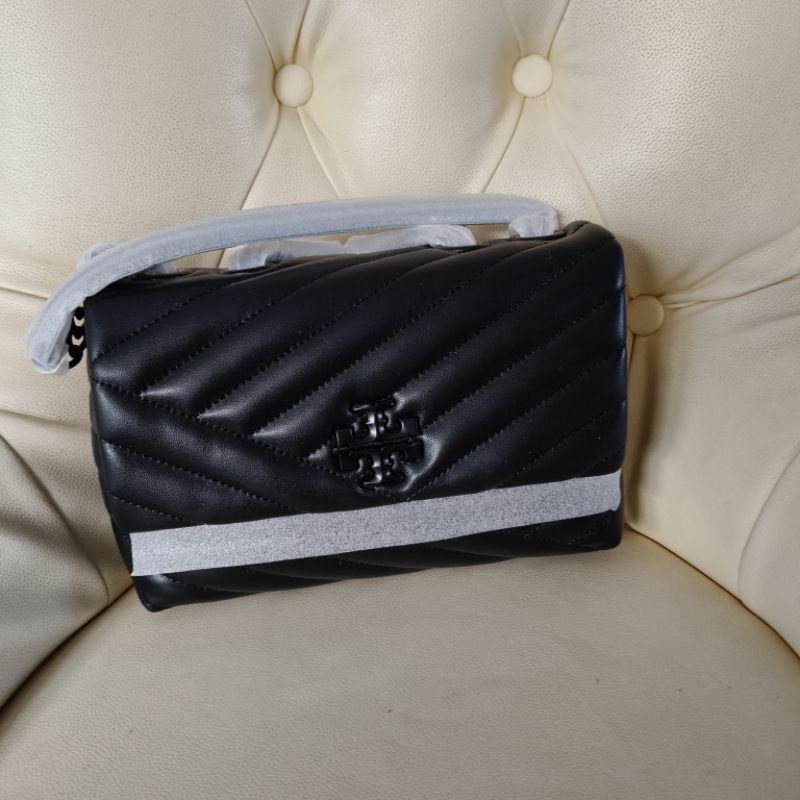 tb kira chevron full black noir small bag original tory burch