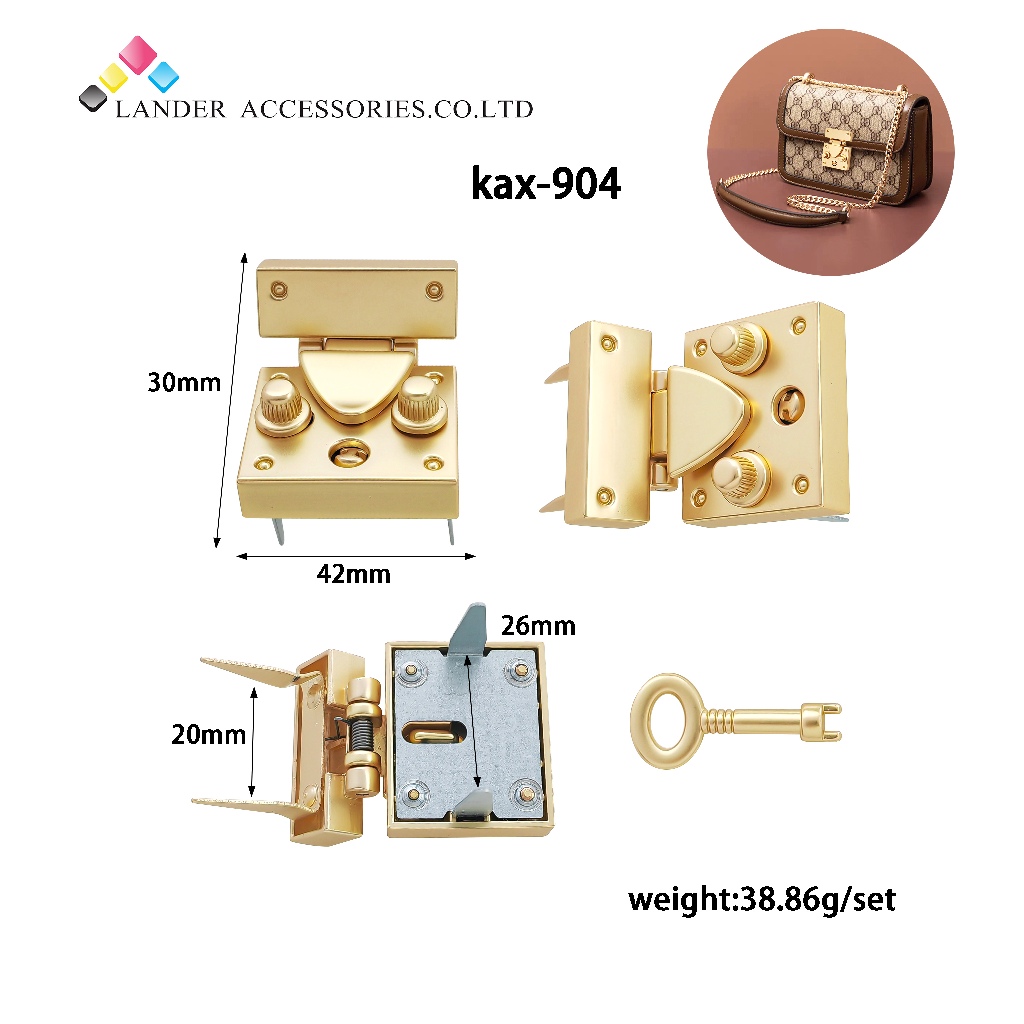 Bag Lock Turn Lock Kunci Pengunci Tas LANDER / Bag Lock / KAX-904 / Shiny Matte Gold