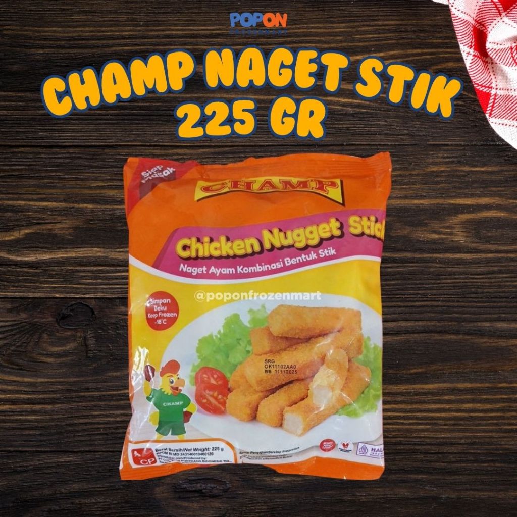

CHAMP CHICKEN NUGGET STICK 225GR / NAGET AYAM STIK CHAMP
