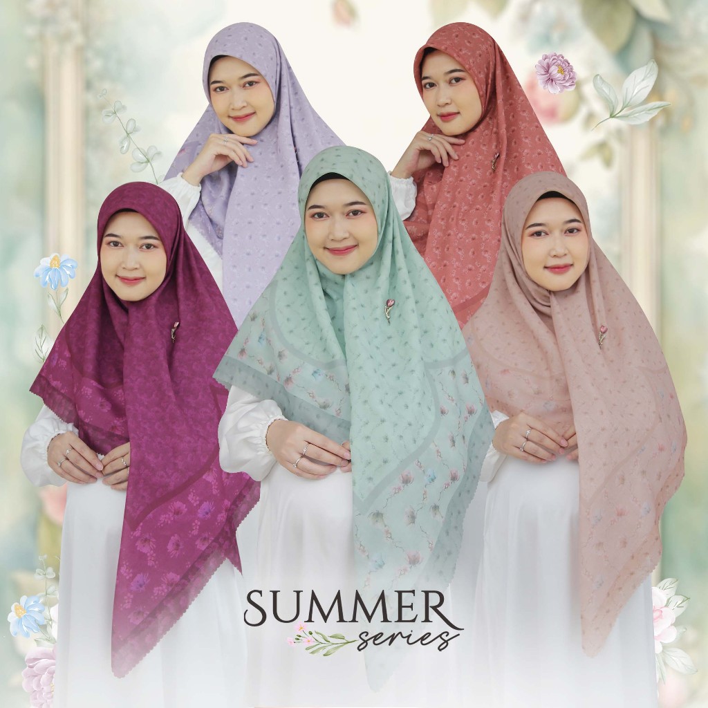 Grosir Hijab Jumbo l jilbab motif 140x140 l Segi Empat Syari Summer Series