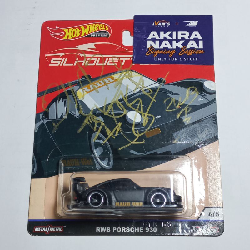 Hotwheels Premium Silhoutte Porsche 930 RWB Hitam/Black SIGNED By Coujin And Akira Nakai