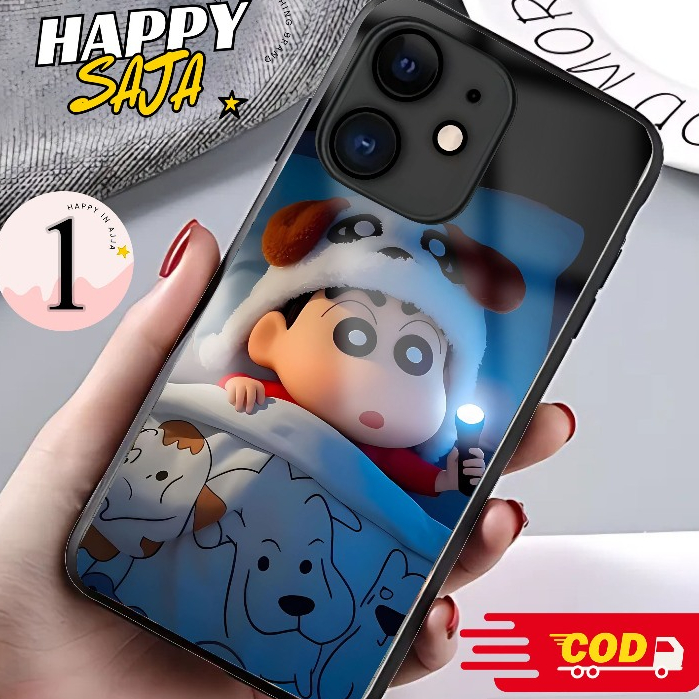 72. CASING GLOSSY PREMIUM MOTIF CUTE CARTOON SINCHAN HD LUCU Untuk IPhone 11 13 14 12 pro /Pro Max/ 
