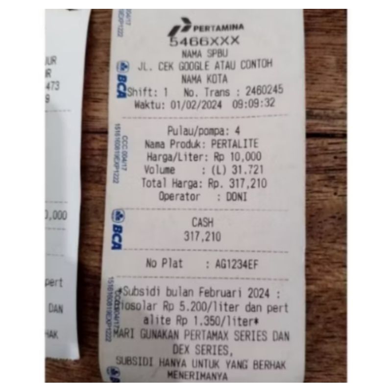 

cetak custom nota pom versi