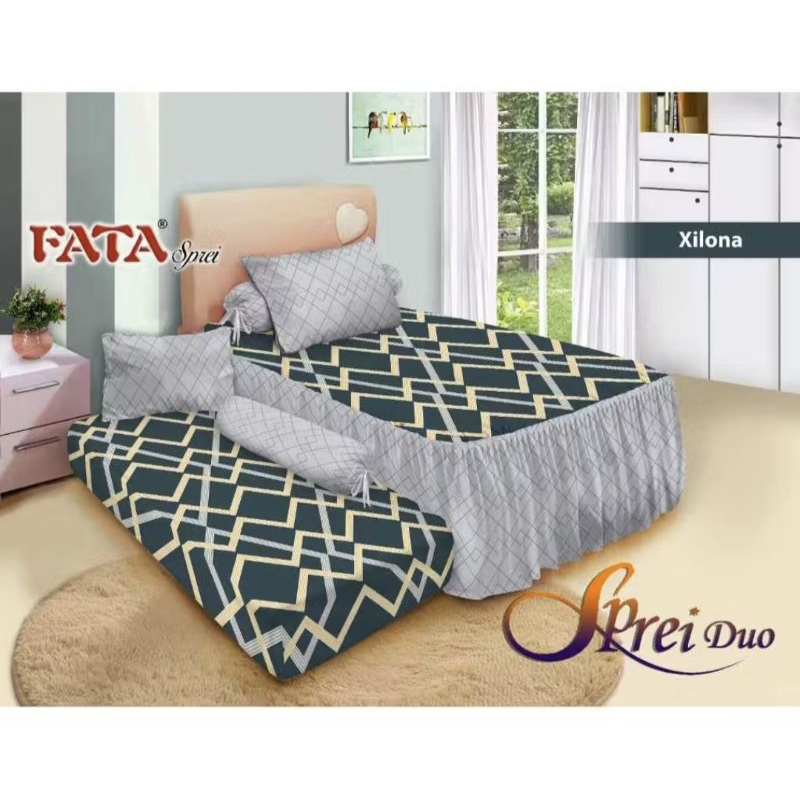 Set 3in1 Sprei Fata 3D Sorong Duo 2in1 Rumbai Single 120x200 Motif Xilona
