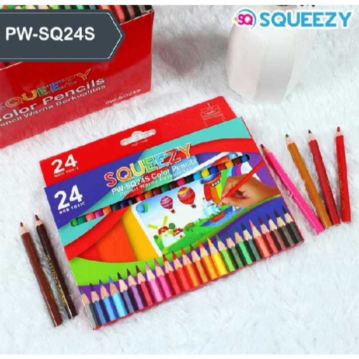 

Color Pencil / Pensil Warna Squeezy 24 Warna PENDEK PW-SQ24S / 24 Warna