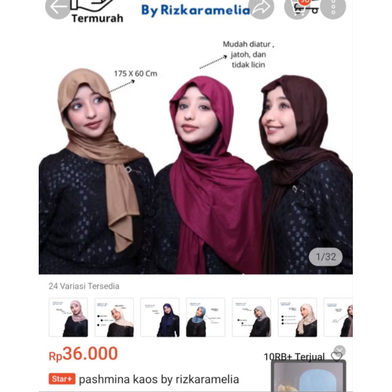 PRELOVED PASHMINA KAOS RAYON DARK CHOCO BY RIZKARAMELIA