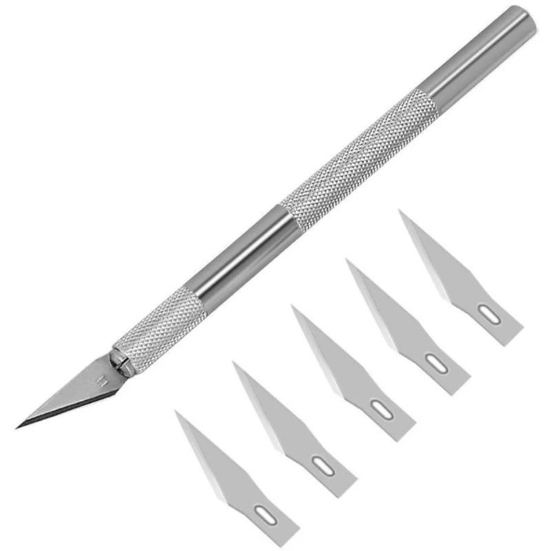 

Set Pisau Kerajinan 6 in 1 Logam Profesional - 5 Mata Pisau Multifungsi untuk Ukir Kayu & Bonsai