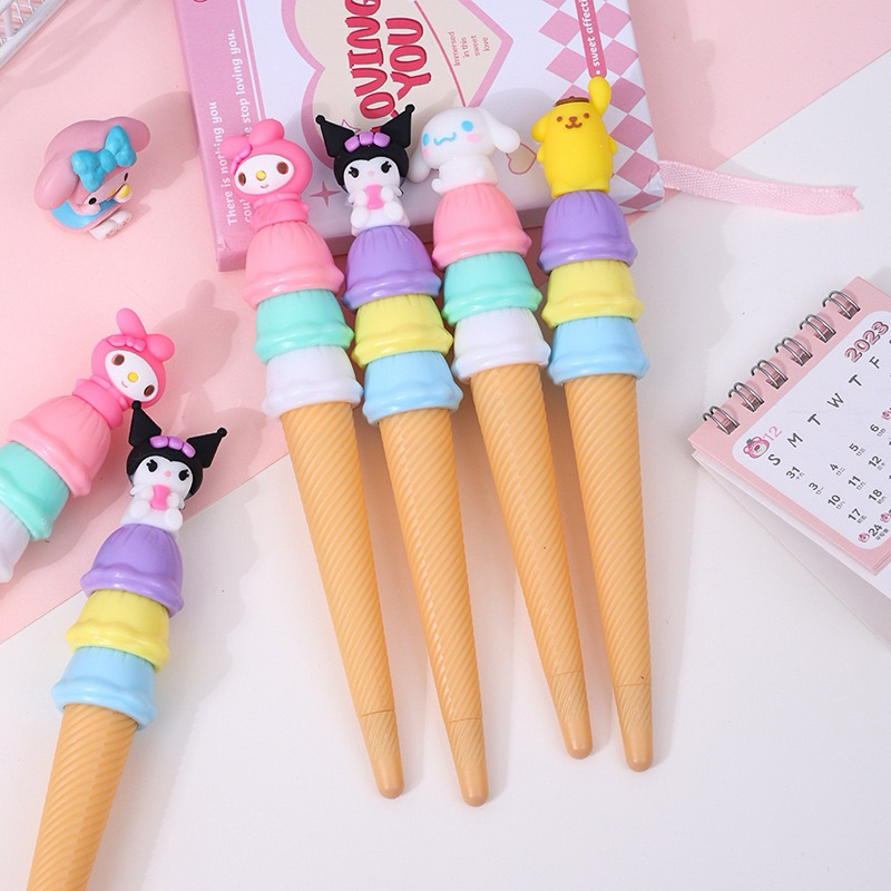 

⭐ PGS ⭐️ Pena Es Krim Rainbow Colorful Motif Sanrio Gel 0.5 mm Alat Tulis Sekolah