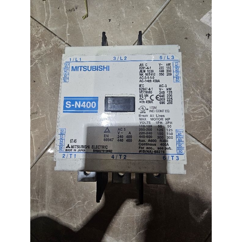 CONTACTOR SN400 COIL 220V/380V 3P ORIGINAL MITSUBISHI