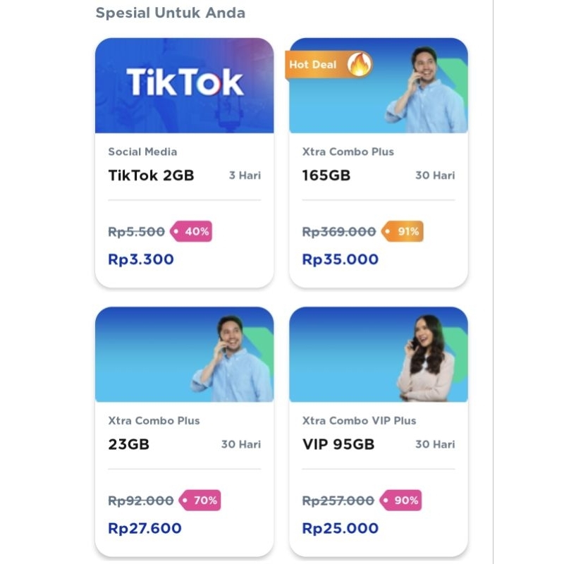Kartu XL Combo Vip Plus Diskon 90% sudah ada kuota