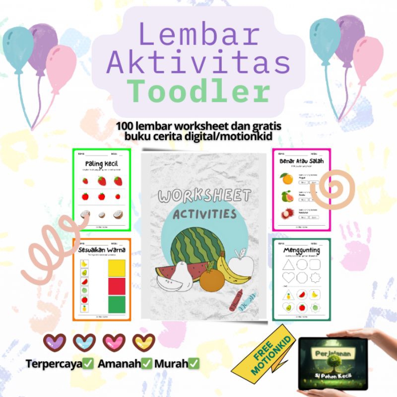 Kumpulan Worksheet Anak Balita – 100 Aktivitas Menarik Usia 3–6 Tahun dalam File PDF