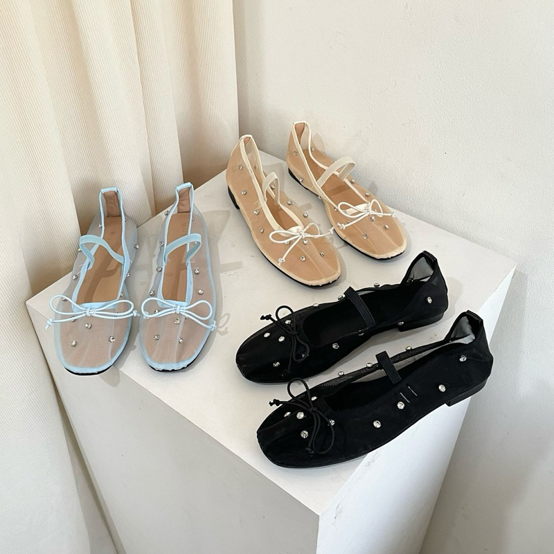 Ribbon mesh flatshoes sepatu flat wanita kantor kerja casual dailyshoes sepatu kantor kerja