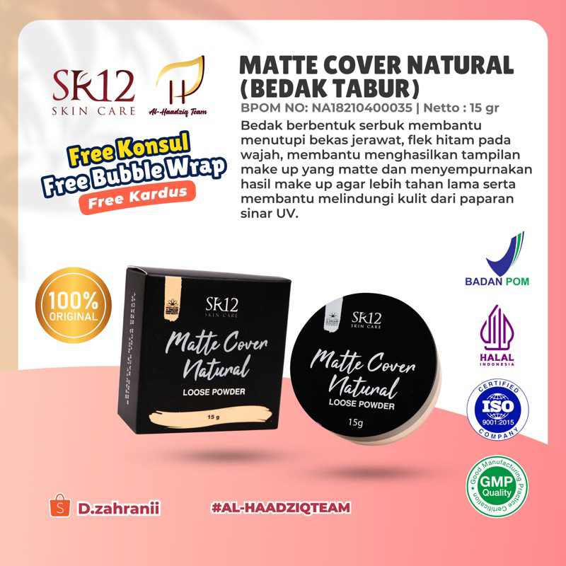 SR12 100%ORI-MATTE COVER NATURAL LOOSE POWDER BEDAK TABUR