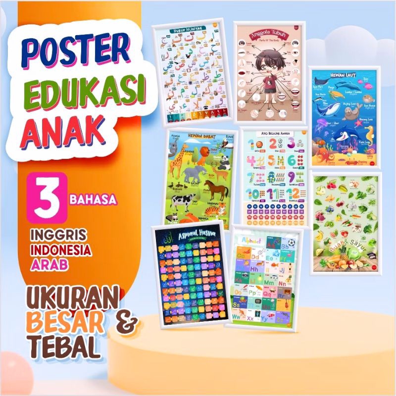 

Poster Edukasi Anak | Poster Pendidikan Edukatif Full Color | Poster Peraga | Poster Alfabet | Poster Berhitung