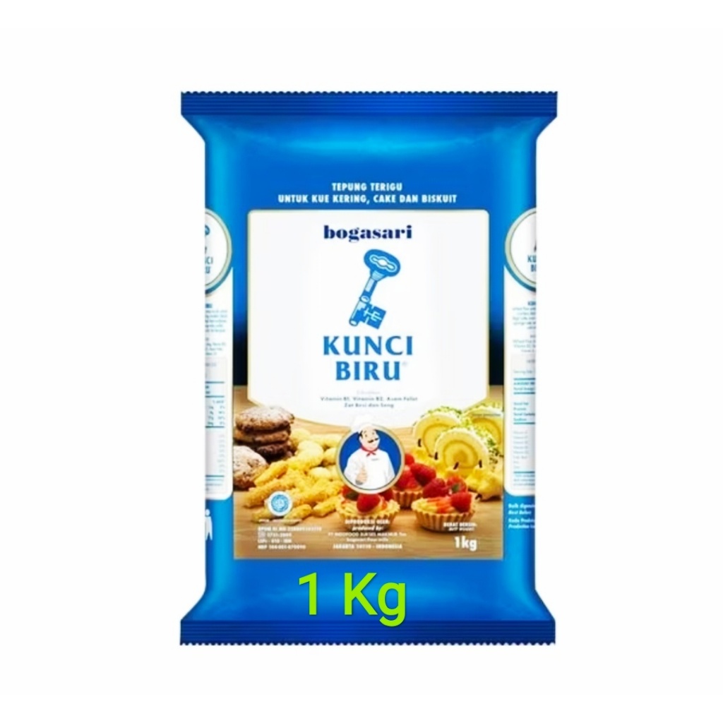 

Tepung terigu Kunci Biru kemasan 1 Kg