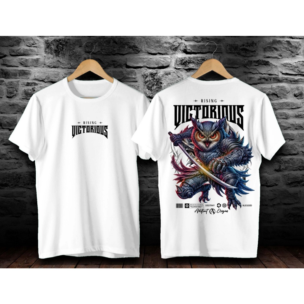 Baju Kaos Distro Pria Pria Dewasa Keren Lengan Pendek Terbaru 2025 Motif Victorious Putih Tulisan Ka