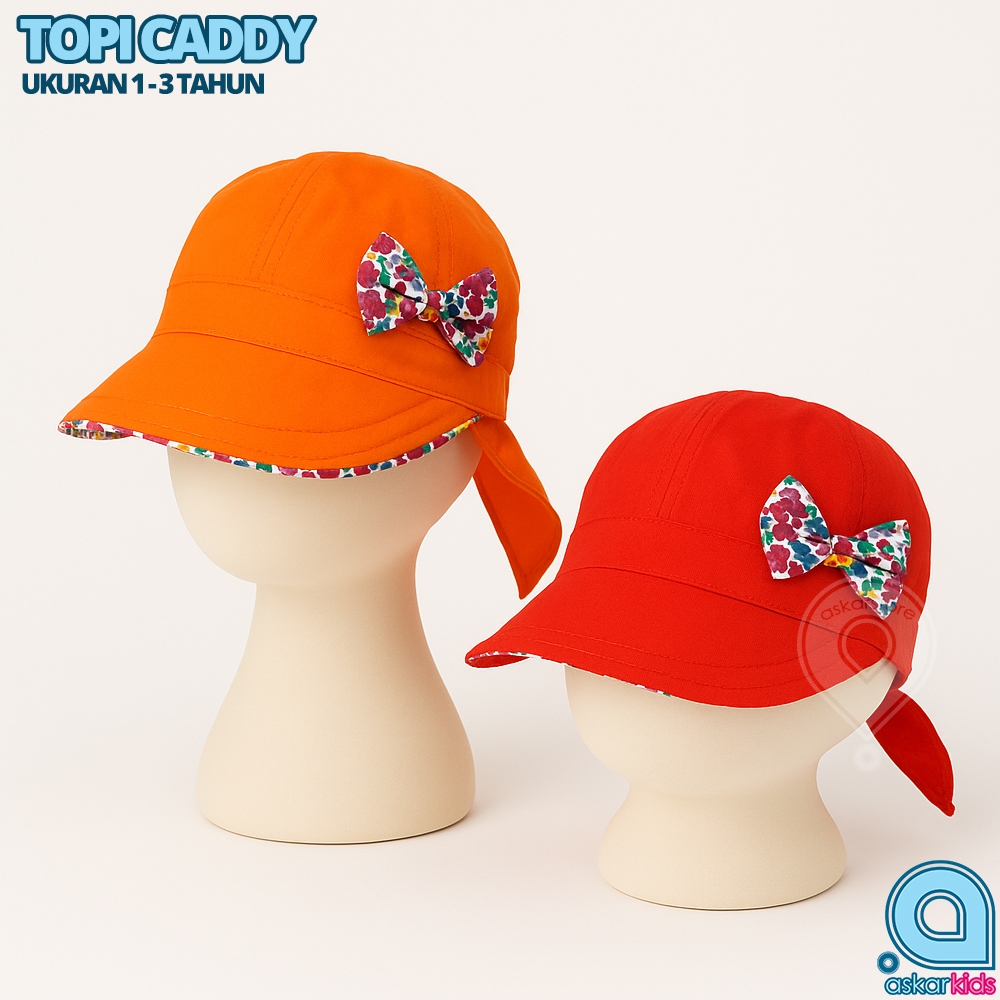 TOPI BAYI PEREMPUAN 1–3 TAHUN MODEL CADDY | Topi Anak Lucu Anti Panas Outdoor
