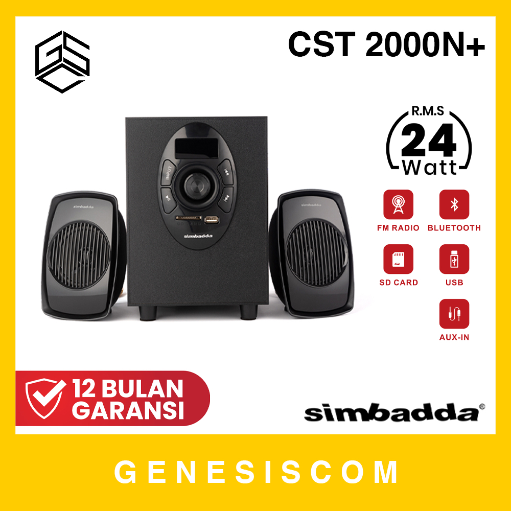 SIMBADDA CST 2000N+ Speaker Desktop 2.1 Bluetooth USB SD Card Radio AUX Multimedia Subwoofer Bass Sp