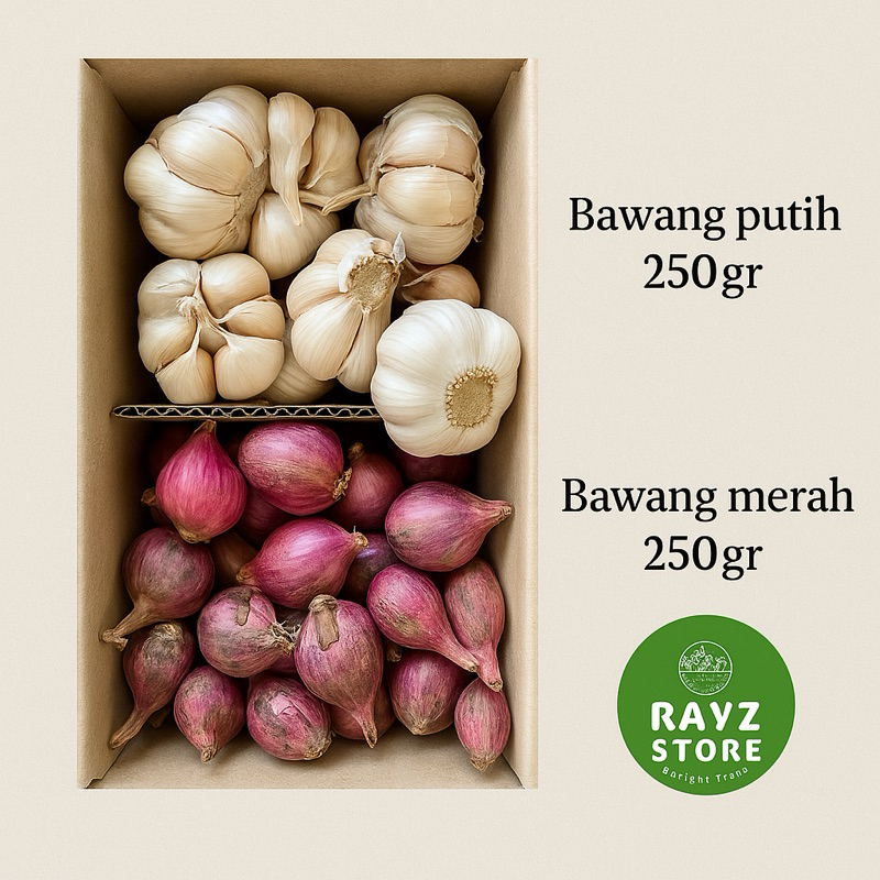 

500 gr+ Paket campuran bawang merah & bawang putih hemat ekonomis