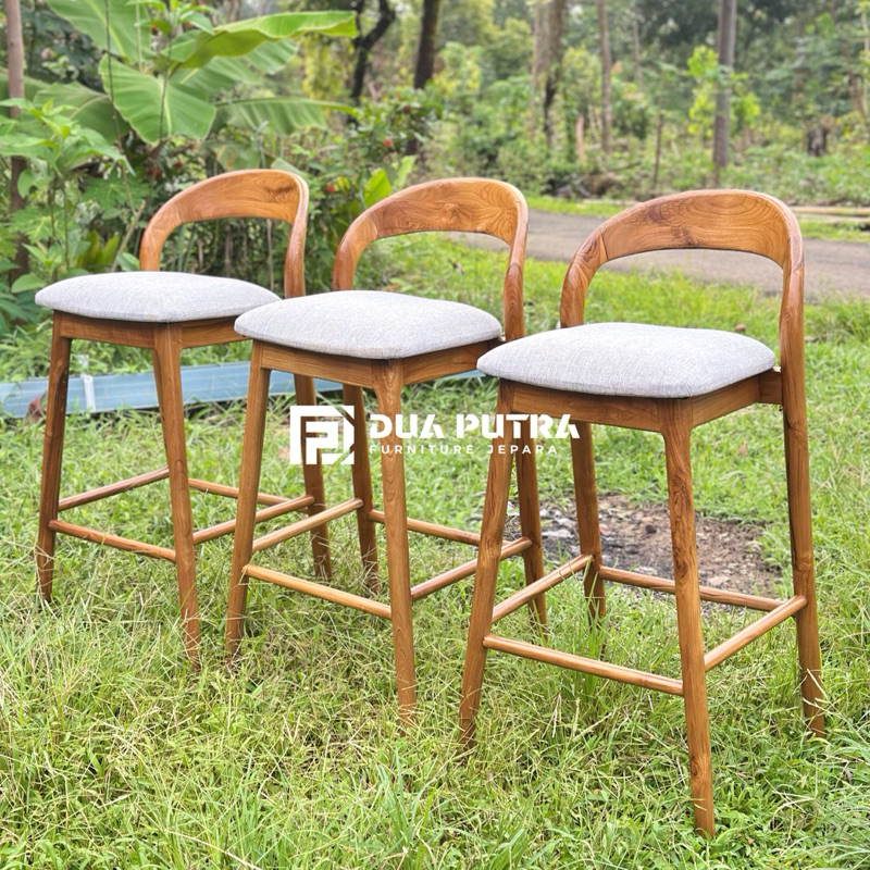 Kursi bar minimalis / kursi makan kayu jati / kursi bar cendok busa jok