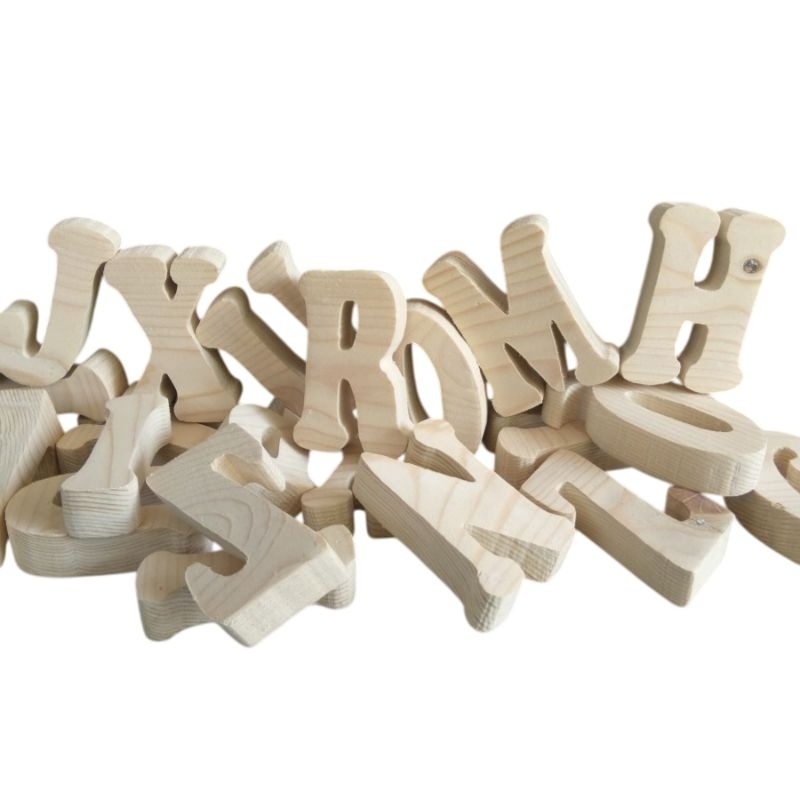 Huruf [ 5 CM ] Kayu Timbul Anak Edukasi Pinus Jati Belanda Nomor Rumah Abjad