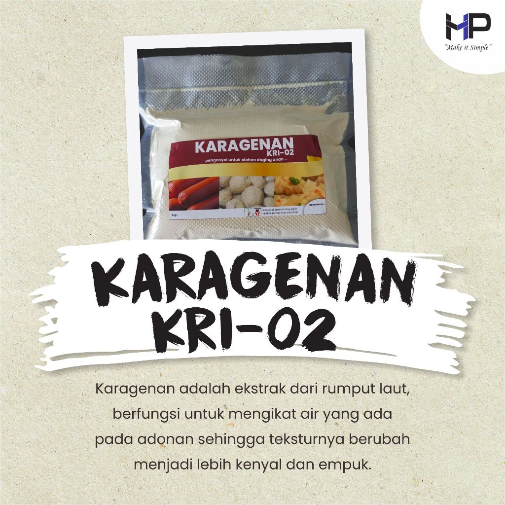 

Karagenan KRI-02 (Zack 25kg) - pengenyal bakso , pentol, sosis, nugget, pempek, siomay