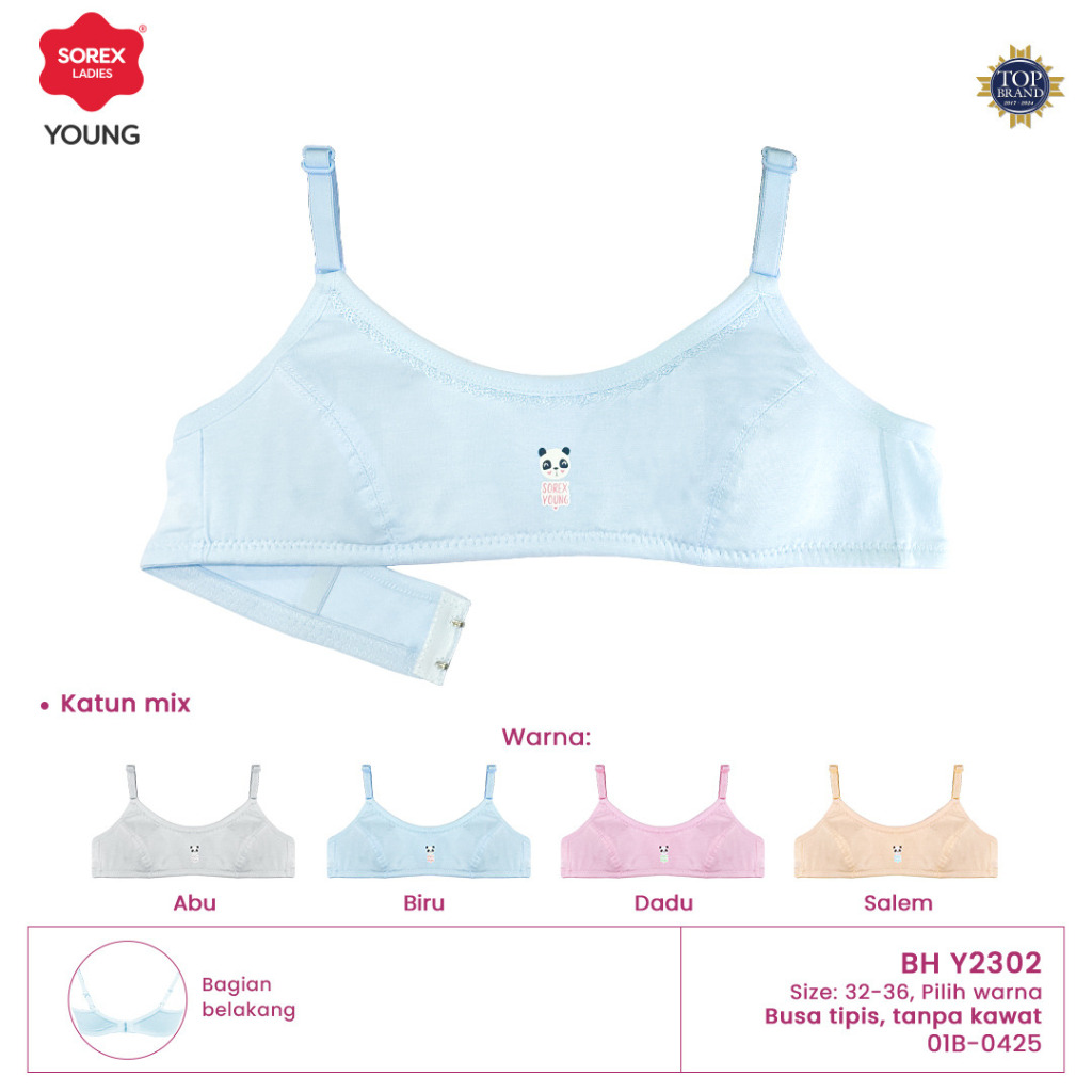 Sorex Young Bra Remaja Busa Tipis Tanpa Kawat Kait 2 Setara Cup A-B Step 2 Harian BH Y 2302