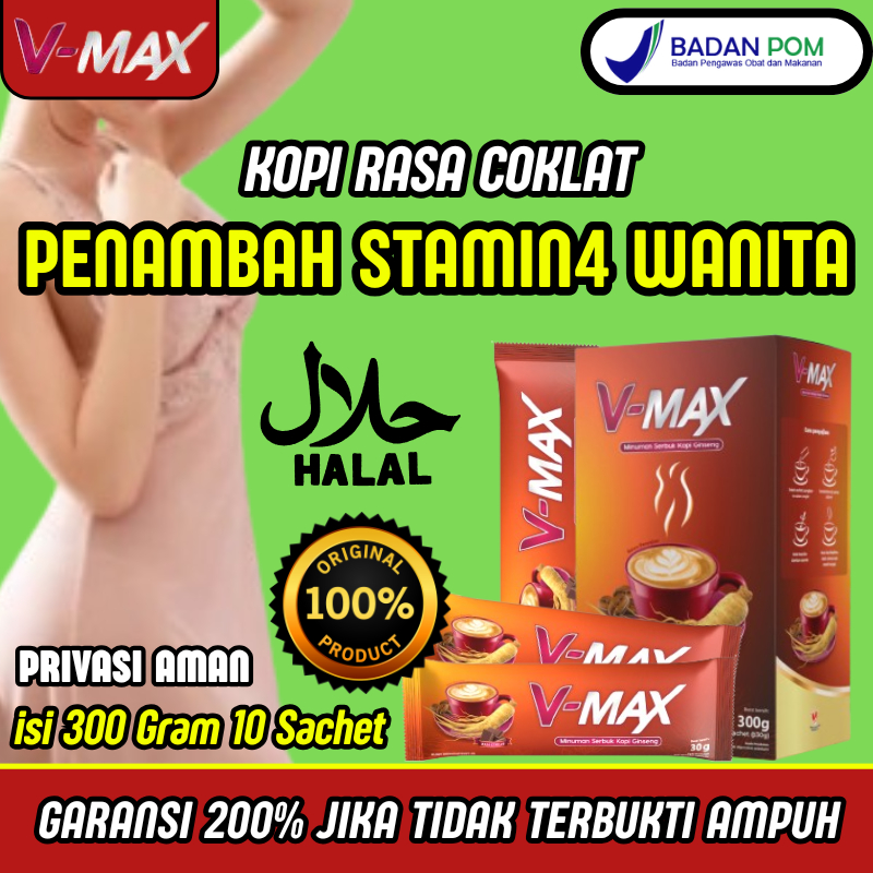 

V-MAX - Kopi Rasa Coklat Penambah Stamina Wanita 1 Box Isi 10 Sachet 100% Original