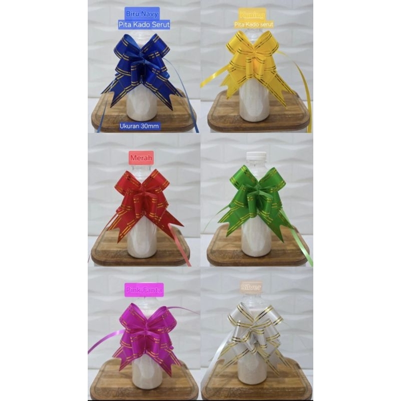 

PITA KADO SERUT 30MM 3cm panjang 40cm Pita tarik list gold Pita Hampers Hiasan isi 10pcs pembungkus kado