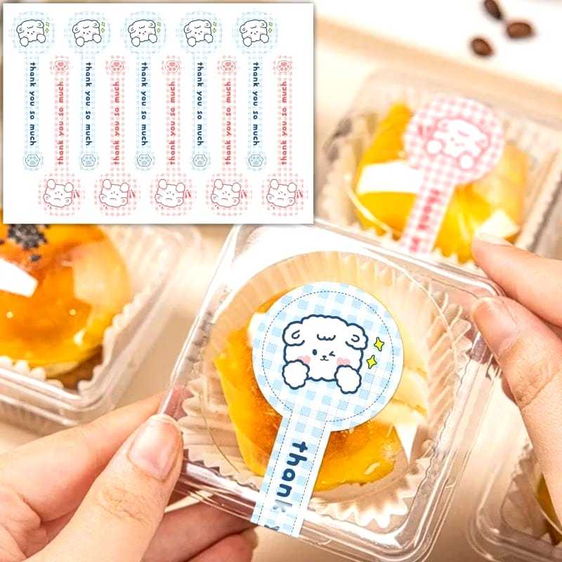 

100 PCS STIKER THANK YOU KOTAK BIRU PINK 10 CM Stiker Label Thank You Hampers Hantaran PAcking 10cm