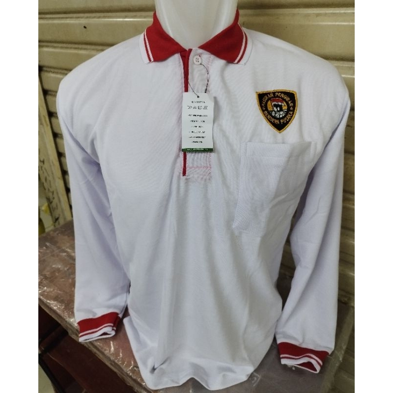 kaos berkerah putih merah lengan panjang/kaos paskibra berkerah lengan panjang/kaos paskibra