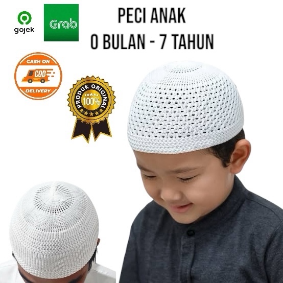 (COD) Peci Songkok Anak Rajut Putih Ringan dan Nyaman dipakai | Peci Haji Anak Murah Bagus