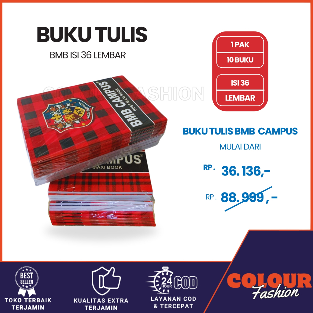 

(10 pcs) Buku Tulis Campus BMB 36 Lembar / Buku tulis merk Campus / Buku tulis BMB/ Buku Tulis Murah / Buku Campus Murah / Buku Sekolah Besar / Cod / Duta Gemilang