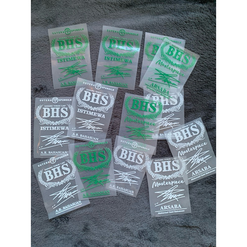label sarung B#S sablon setrika dtf logo BH$ sablon dtf custom