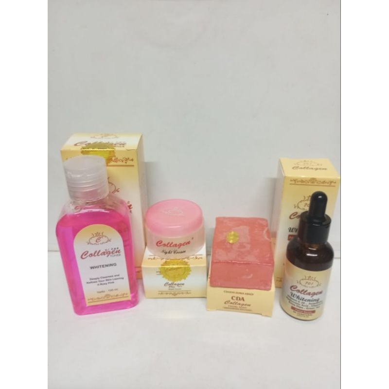 Collagen 701 4in1 Night Cream | Whitening Serum | Whitening Toner | Sabun Cda 80gr