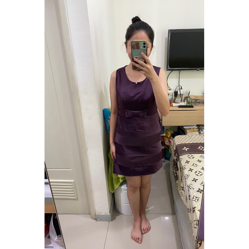 MNQ DARK PURPLE RIBBON DRESS PRELOVED