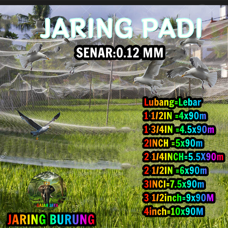 JARING PADI SAWAH SENAR 0.12 JARING BURUNG PIPIT DAN EMPRIT JARING BURING HITAM JARING