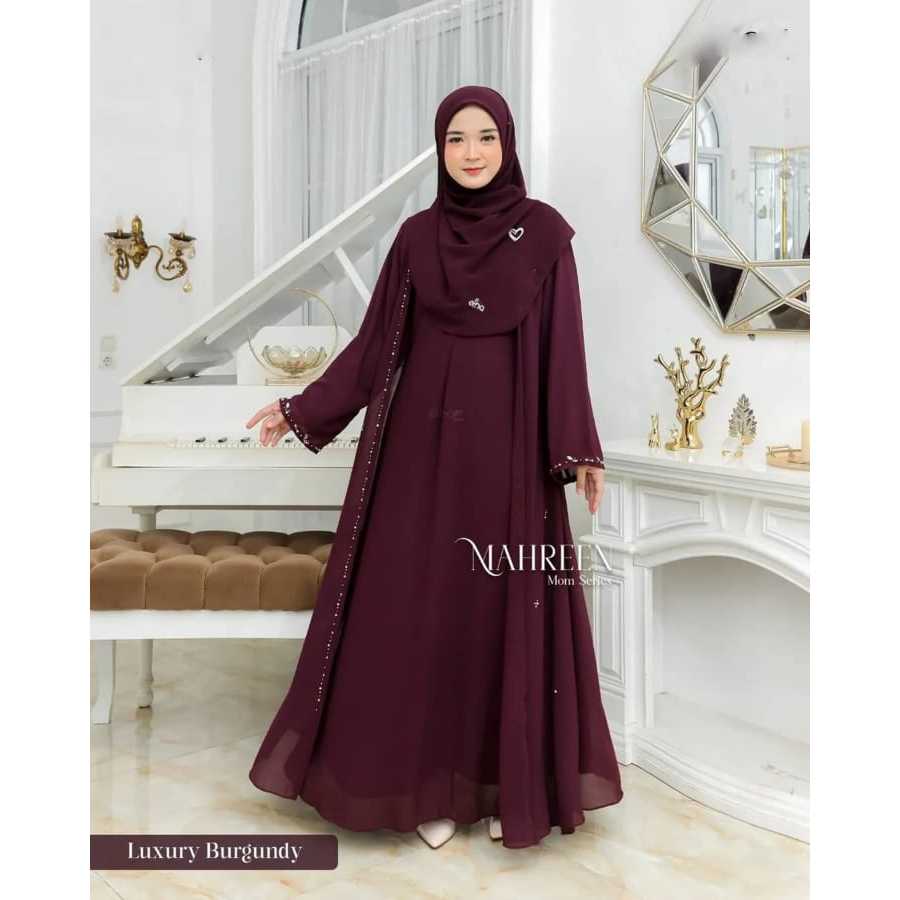 Mahreen Abaya Muslimah Ceruty Babydoll Full Payet Abaya Syar'i Abaya Arab Gamis Ceruti Mutiara Abaya