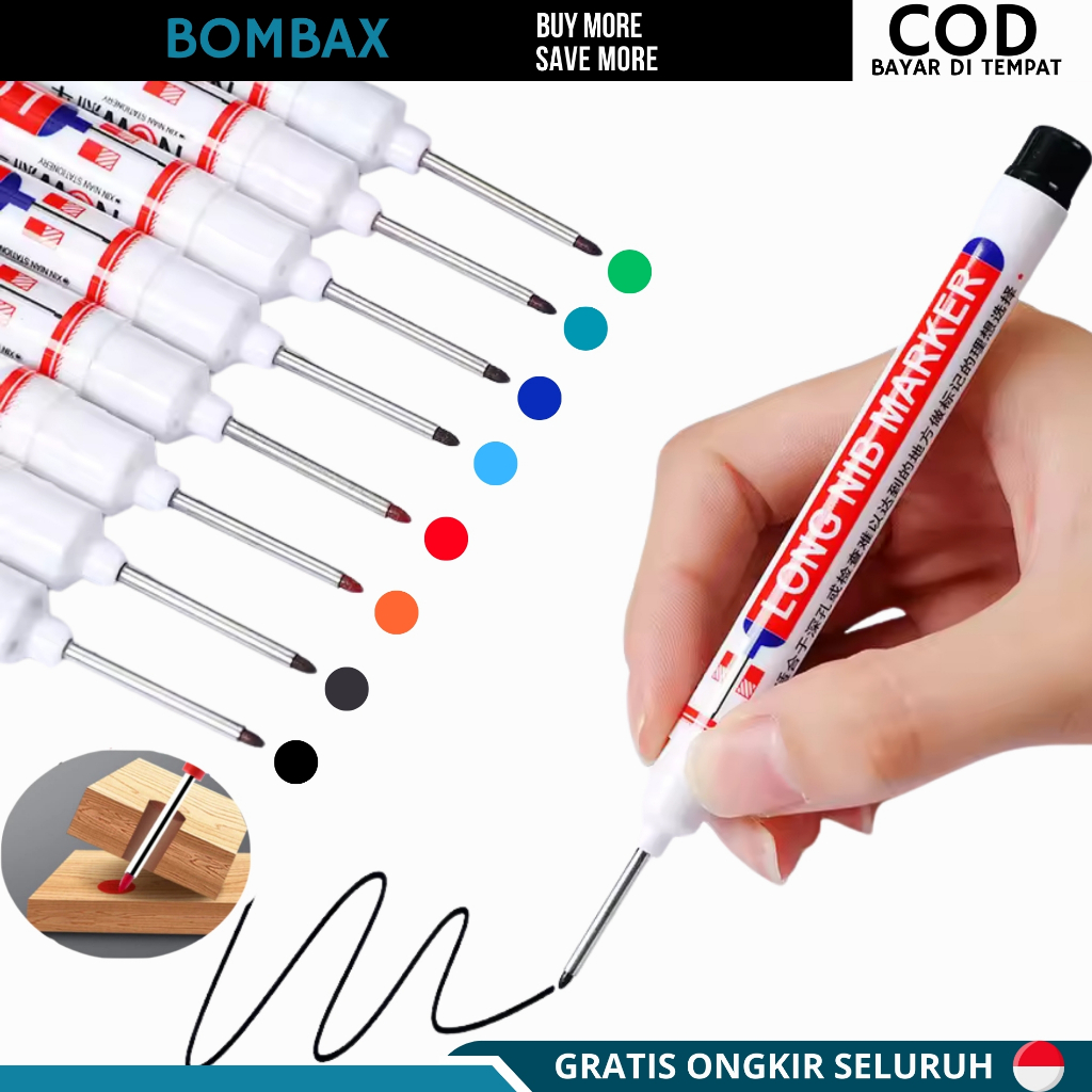 

Spidol Tukang Alat Penanda Pulpen Kepala Panjang Long Ni Tip Maker Tulisan Serbaguna Tukang Bangunan Lubang Dalam Spidol Berminyak Tahan Air Cepat