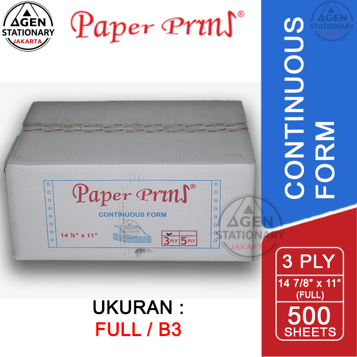 

KERTAS CONTINUOUS FORM PAPER PRINT 14 7/8 X 11 3 PLY FULL B3 FAKTUR SURAT JALAN NCR RANGKAP 3
